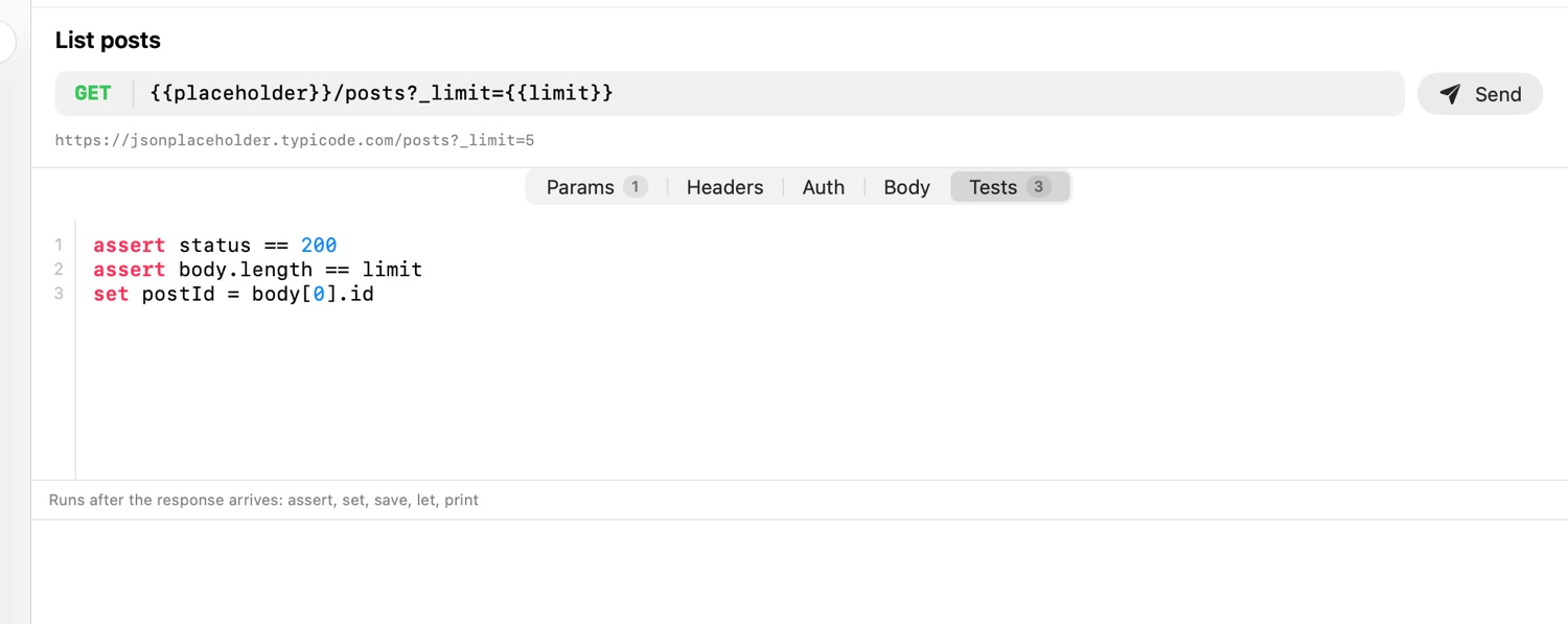 A request: the method, the address, Send, and the form view with its Params, Headers, Auth, Body and Tests tabs